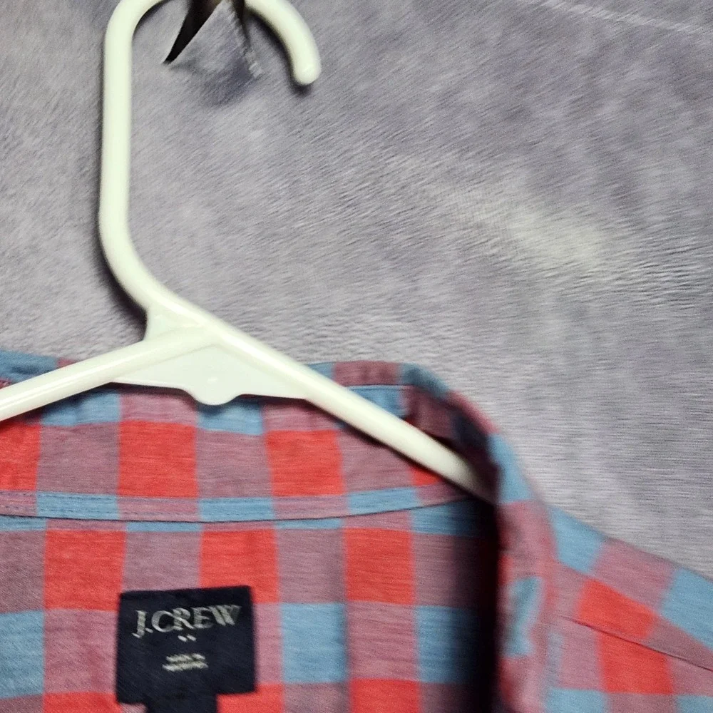 J Crew Mens XXL Red Blue Gingham Short Sleeve Button Down Shirt H4767 SP 18